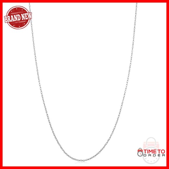 14k White Gold Rope Chain Necklace 18 Inch Thin Lightweight